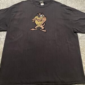 Vintage Taz Velvet Graphic Shirt XL Black 1998 90s Tasmanian Devil Looney Tunes